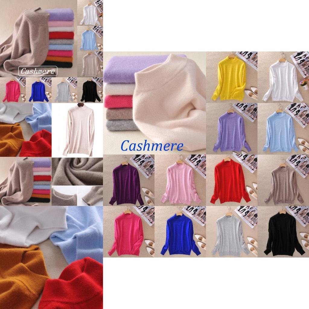 Women's Slim Cozy Knitted Half-turtleneck Cashmere Wool Jumper For Winter Warmth