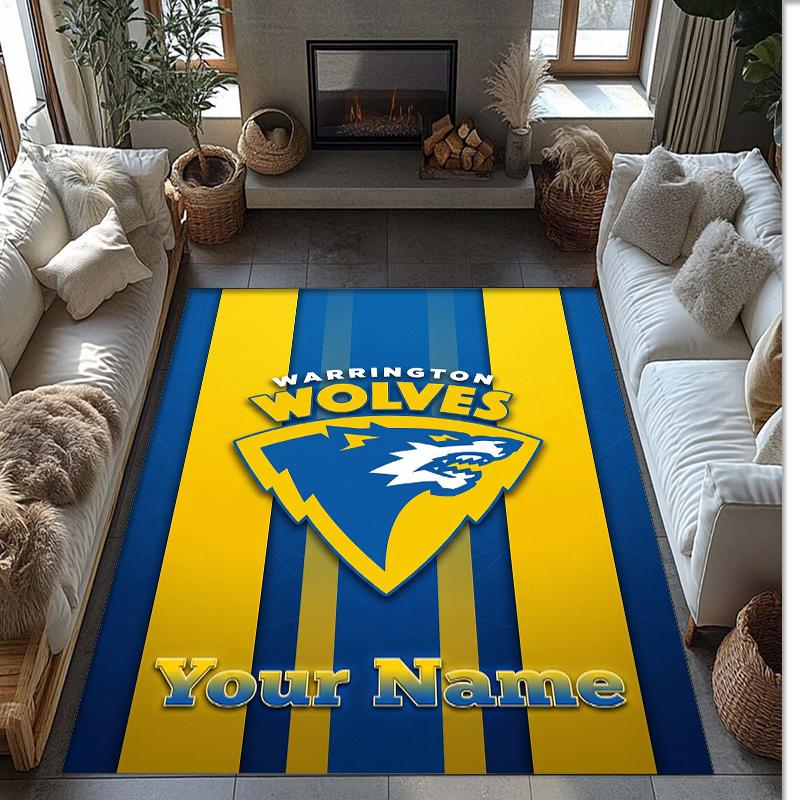 Tappeto in Velluto di Cristallo Stampato Warrington Wolves FC Tappeto Antiscivolo in Velluto di Cristallo Per Divano Camera da Letto Decorazione Interna per la Casa