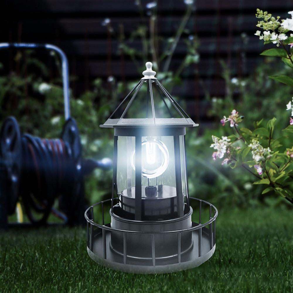 Large LED Solar Garden Decorative Rotating Lantern Resin Hardware Iron Art Electronic Accessories Outdoor Landscape Lighting