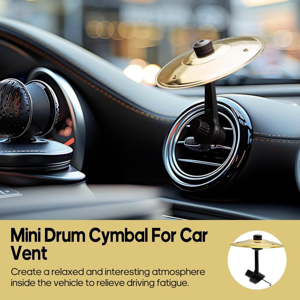 Car Cymbal Air Vent Mini Drum Crash Cymbal For Car Dashboard, Compact & Durable Musical Car Accessory For Drivers, Fits All Vehicles