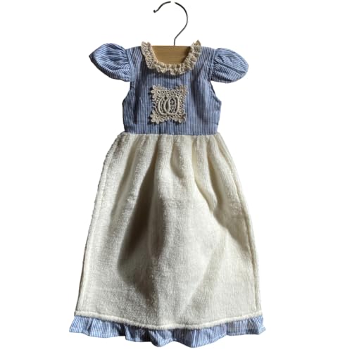 

Vivienne Dress Towel, 27 x 39 cm, Blue & White, Cotton Stripe Series, Lace Embroidery, Hand Towel, WK1602J2