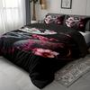 Dragon And Cherry Blossom Duvet Cover Set - Soft High-Definition Digital Print, Black with Pink Blossoms, Soft Breathable