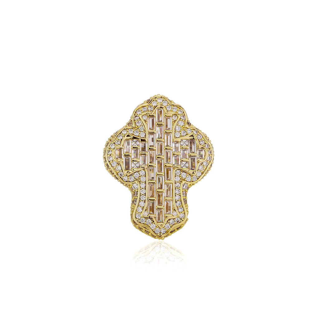 Hip-hop retro ring T cubic zirconia personality cross men's trendy ring
