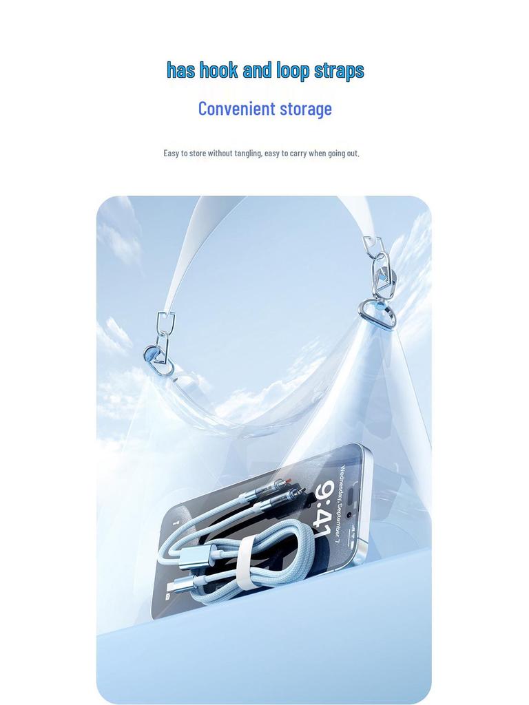 PD100W Transparent Flash Charging Cable for iPhone 14/12 with Light Data Connector