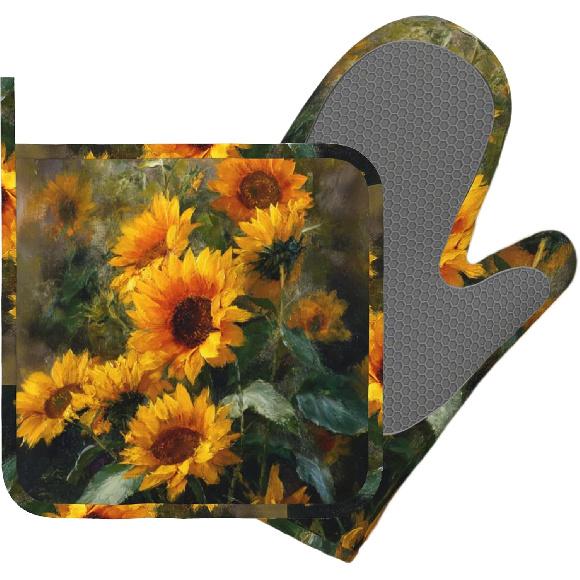 Day of The Dead Oven Mitt and Pot Holder with Silicone Heat Resistant Kitchen for Cooking BBQ Baking Grilling Cooking Protection