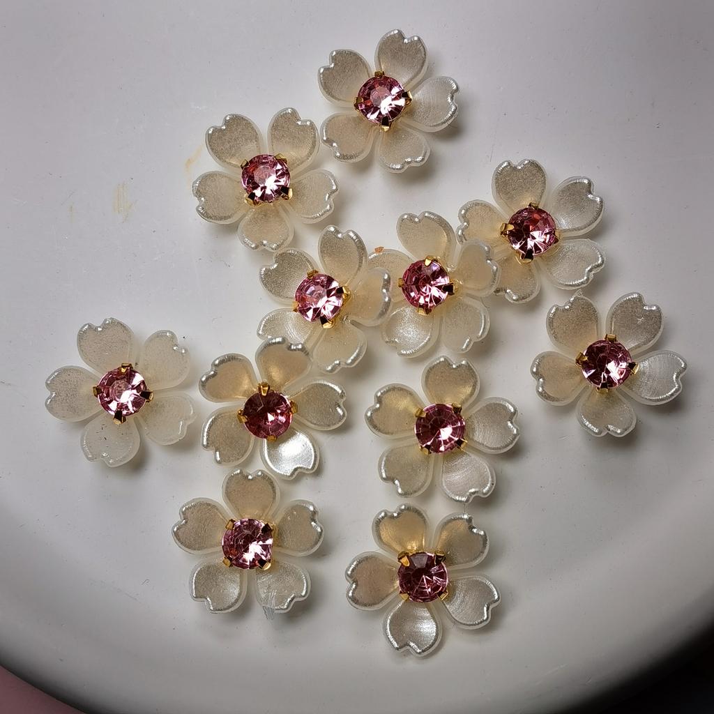 Plastic Rhinestone Flower-Shaped Decorations DIY Hair Accessories Clothing Ornament Handmade Bouquet Flower Heads Material