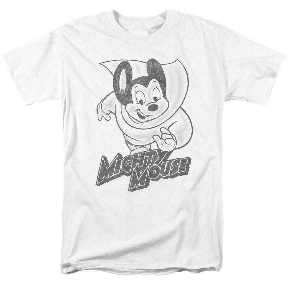 26 Mighty Mouse Mighty Sketch T Shirt Mens Licensed Cartoon Merchandise White Unisex T-Shirt M