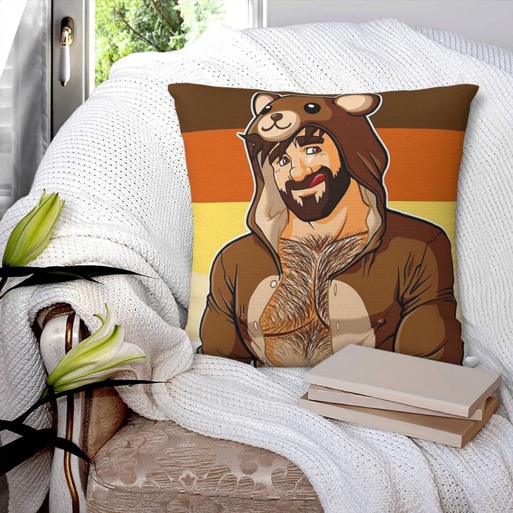 Adam Likes Teddy Bears  Bear Pride Square Pillowcase Pillow Cover Cushion Zip Decorative Comfort Throw Pillow for Home Sofa