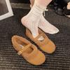 Rundkopf flacher Boden Mao Mao Mund Damenschuhe 2025 neu Herbst und Winter Samt Doudou Schuhe lässige warme Damen Baumwollschuhe