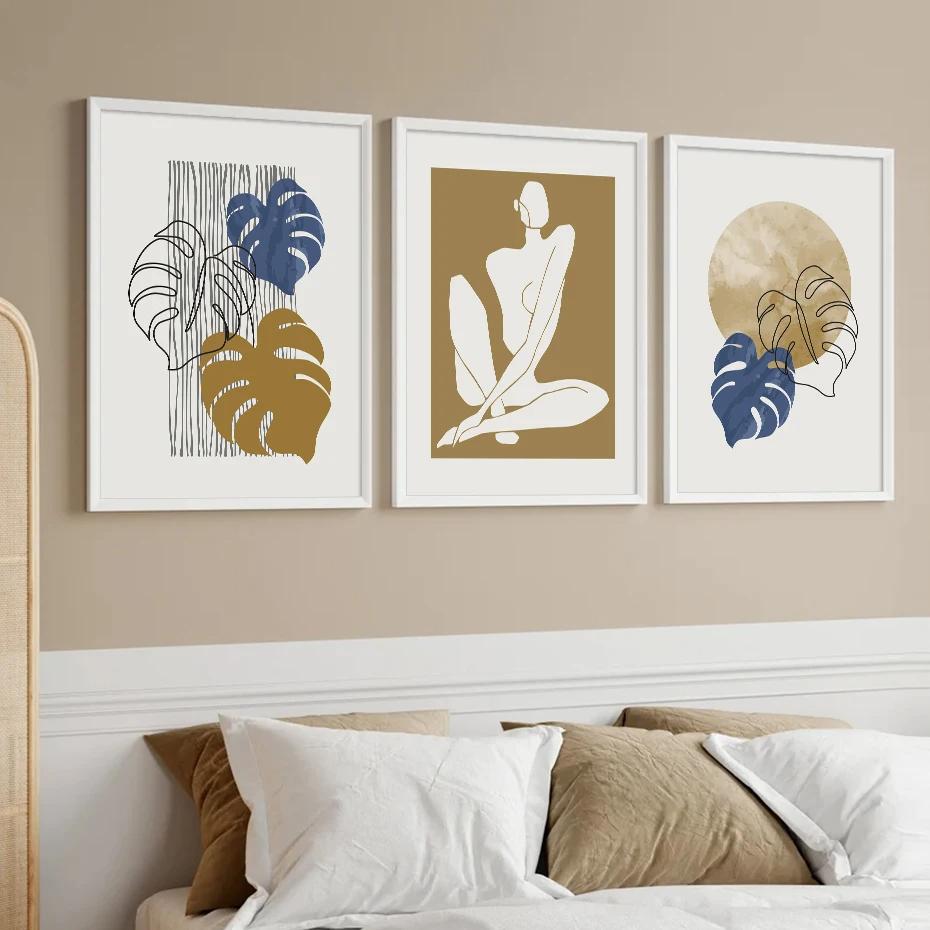 Matisse Monstera Geometric Body Line Abstract Posters Wall Art Canvas Painting Prints Pictures Living Room Interior Home Decor