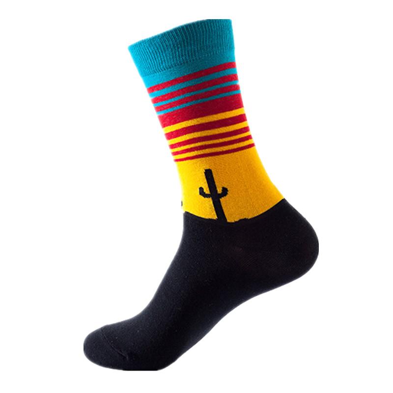 46 Patterns Cotton Fashion Geometry Business Men Happy Socks Unisex Boys Combed Hip Hop Street Skateboard Funny High Sox