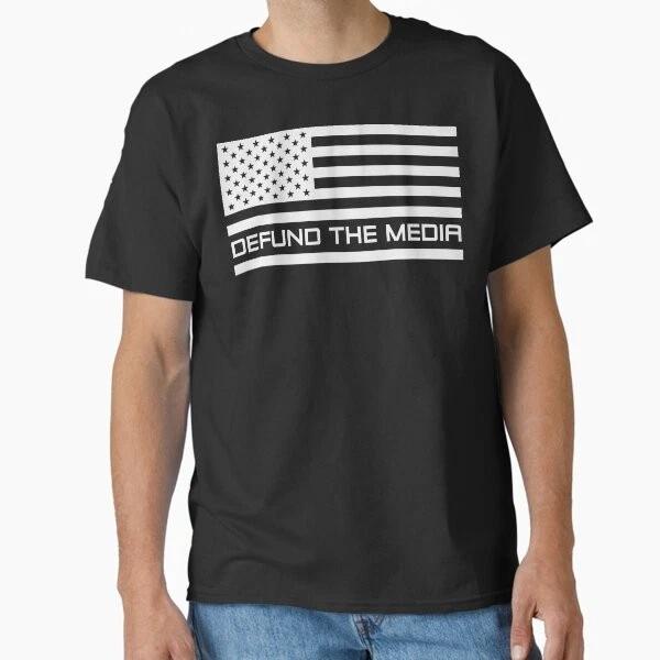 Defund The Media Usa Flag Classic TShirt Made In UsaAus TShirt S2xl S