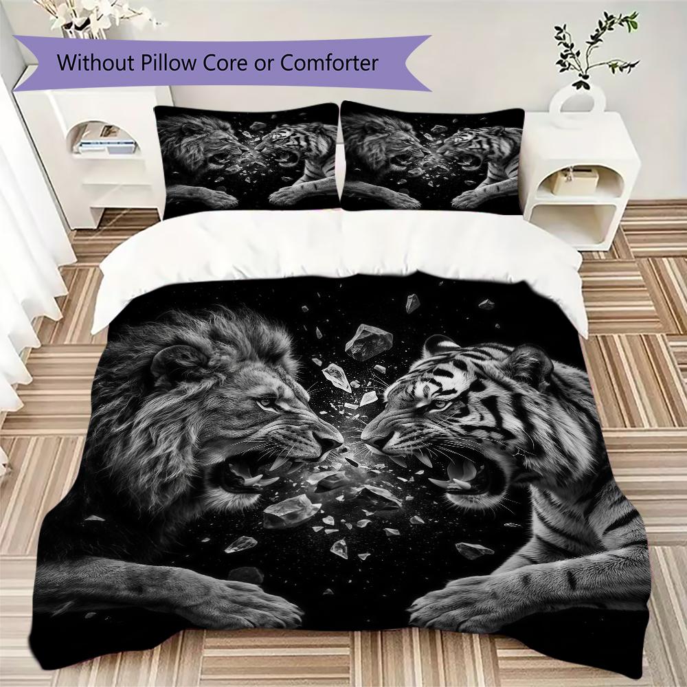 Ferocious Beast Pattern Bedding Uilt Set Uilt Cover Pillowcase Home Decoration Birthday Gift (1 * Duvet Cover + 2 * Pillowcase Without Core)