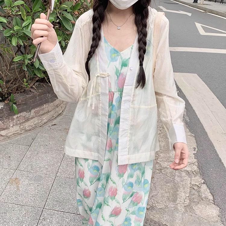 Süßes Sommer Tulpen V-Ausschnitt Träger Strandkleid