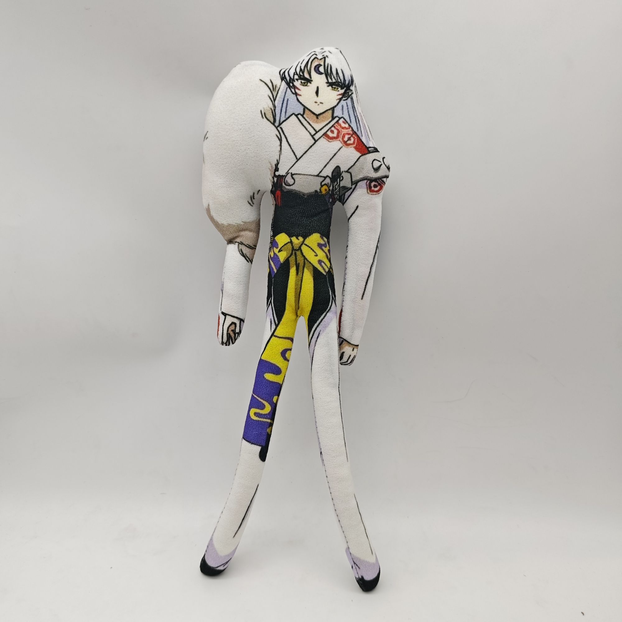 28 cm Inuyasha Sesshomaru Kikyo Miroku Rat Abstrait Peluche avec Armature Interne Positionnement Libre Sans Bords Blancs