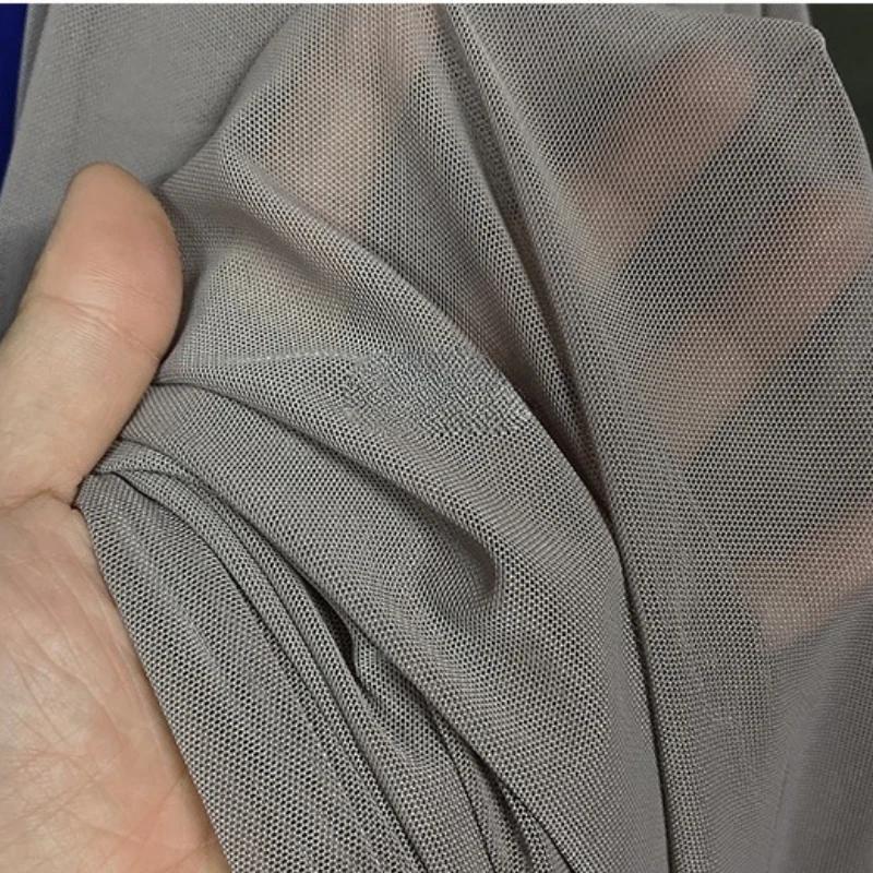 Wide 150cm Nylon Mesh Fabric Spandex High Elastic Dense Black White for DIY Sewing Lace Shirt Stockings