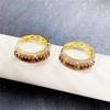 Rainbow Multicolored Stone Hoop Earrings Double Row Shiny Huggie Ear Rings for Women Party Daily Jewelry