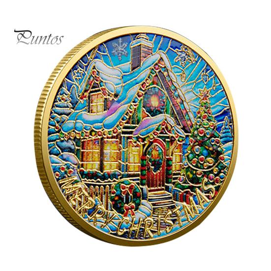 

Рождественские монеты Санты, двухсторонние коллекционные монеты из сплава, красочный узор, праздничные сувенирные монеты для рождественских коробок, новогодний подарок H