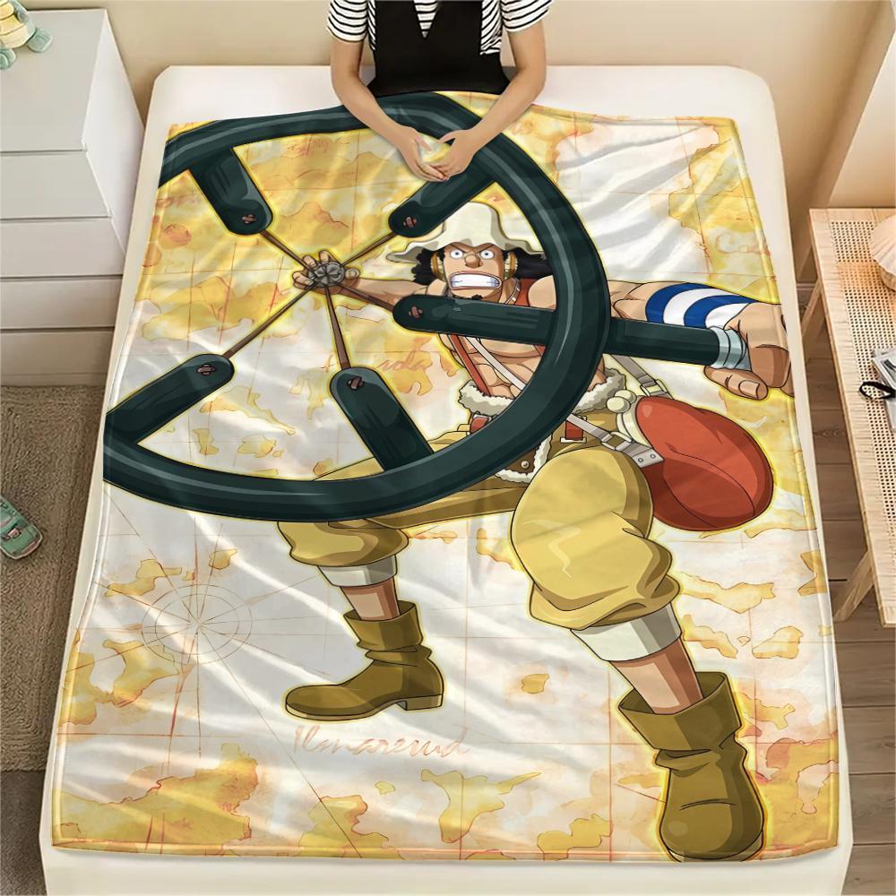 Flanelová deka s potiskem postaviček z One Piece, Vysoká kvalita, Pohodlná pro všechna roční období, Domácí dekorace, Teplo a pohodlí, Perfektní jako vánoční dárky