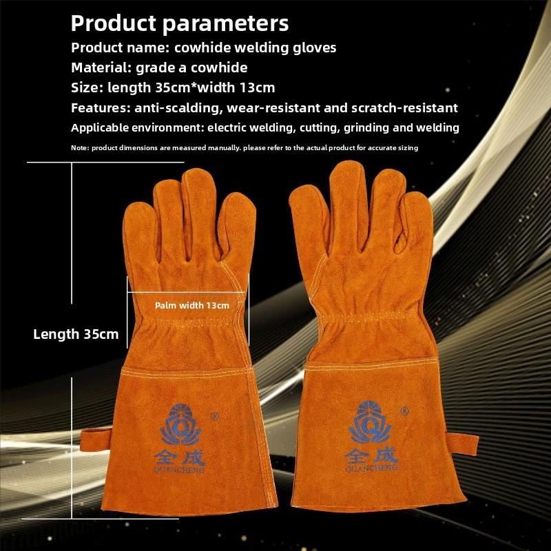 Welding Gloves, High Temperature Resistant Cowhide Oven Mitts, Heat Insulation, Fireproof Gloves