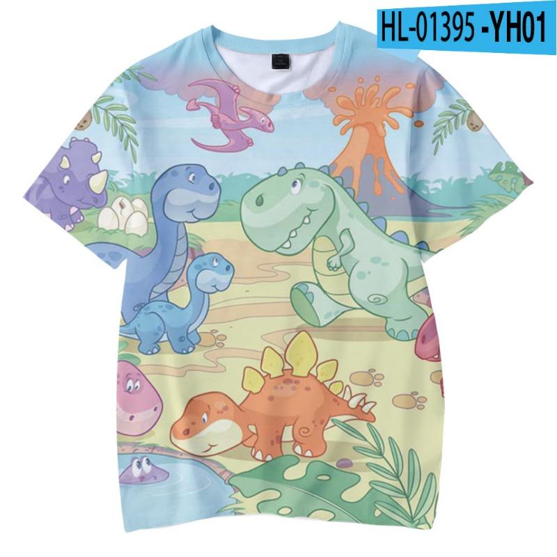 Cartoon Dinosaur Peripheral 3D Printed Adult Loose Short Sleeved T-Shirts Men’s