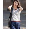 Demana Women's Summer Color Block Knit Short Sleeve Top