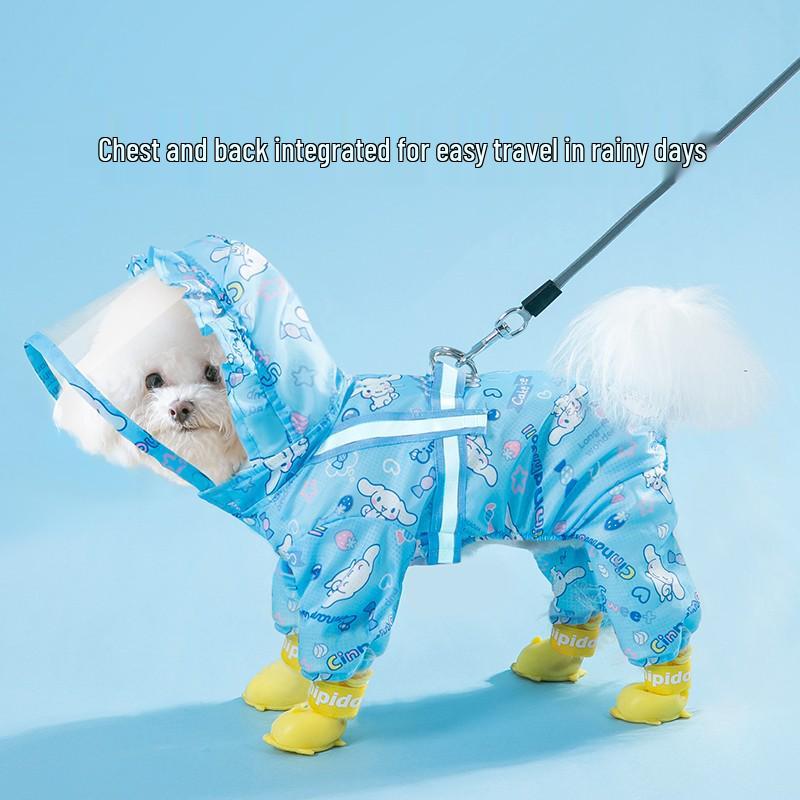 Bichon Frise Dog Raincoat: Full-Coverage, Waterproof, Four-Legged with Tail-Connected Design for Medium and Small Dogs