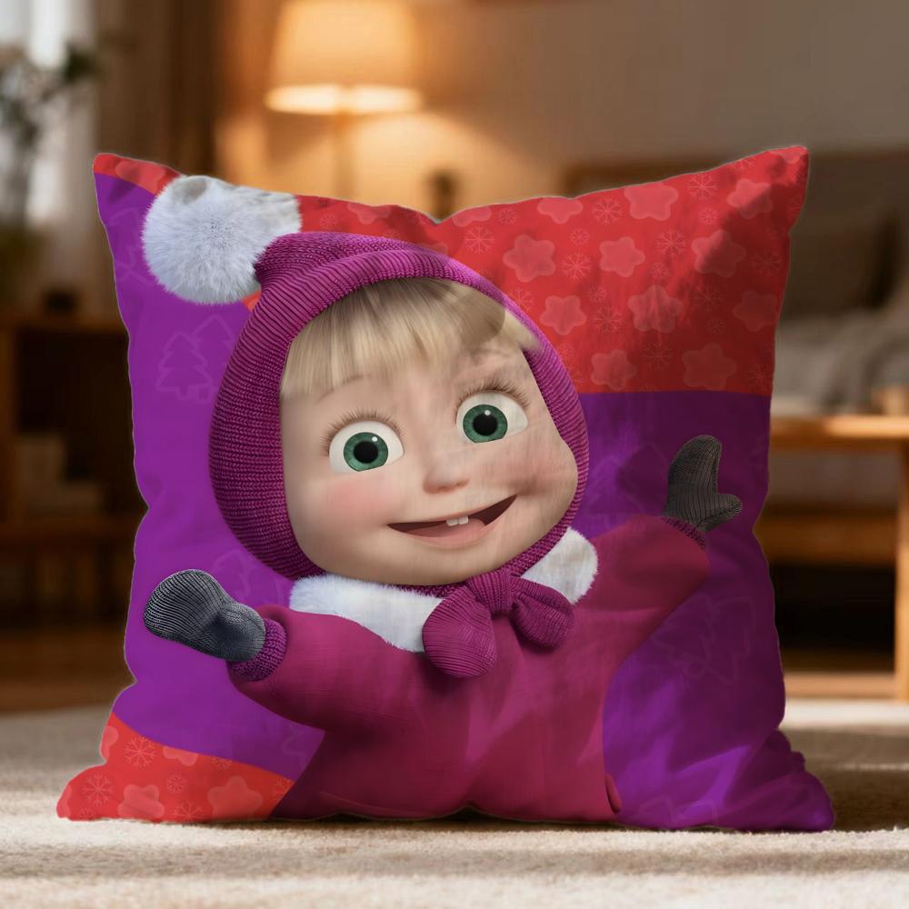 

Модна наволочка M-MMasha and the Bear, м яка, що миється, для подушки, багатофункціональна для дивана, ліжка, подорожей, офісу 40cmx40cm