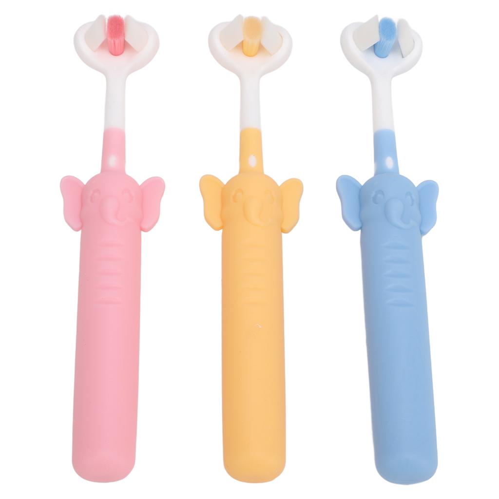 3Pcs 3 Sided Toddler Toothbrush Gentle Soft Bristles Kids Toothbrush Autism Sensory Toothbrush for 2 to 12 Years Old Children