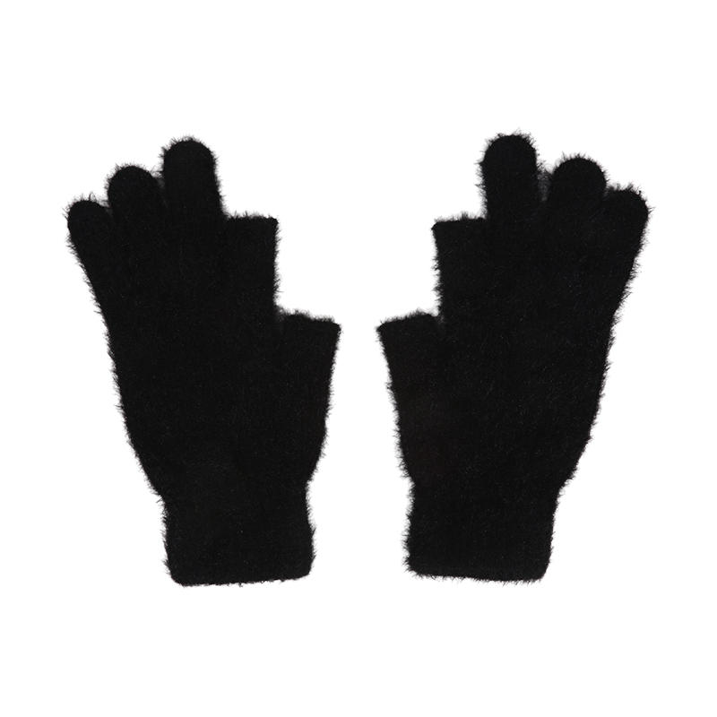 

Winter New Gloves Leak Two Fingers Imitation Mink Fur Warm Thickened Mittens For Men Women Outdoor Drive Car Fingerless Gloves чорний