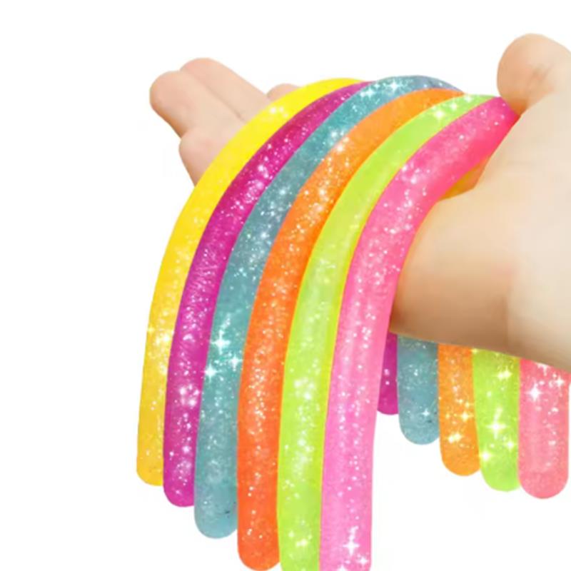 Speelgoed 5 STuks Grote Rekbare Touwen Sensorisch Gestructureerde Glanzende Fidget Noodles Stressverlichting Cadeaus Feestartikelen voor Tieners Jongens Meisjes