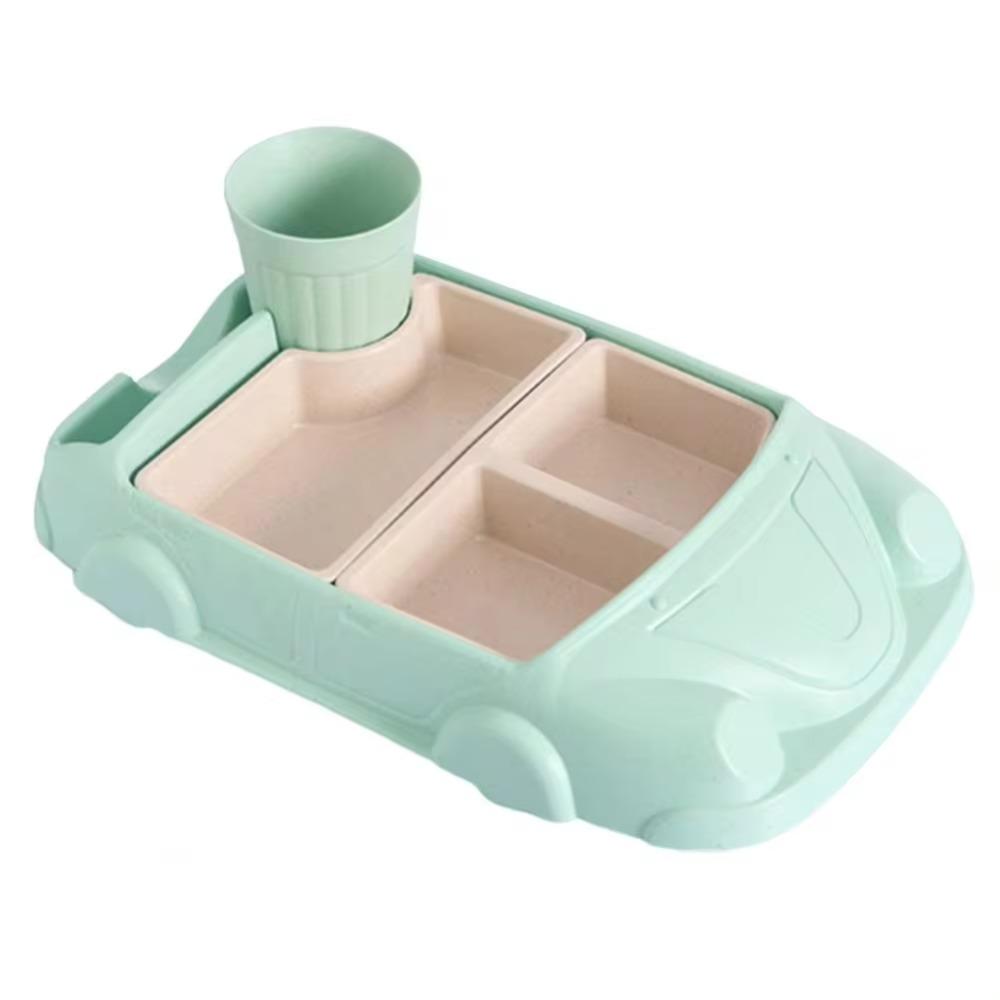 Bamboo Fiber Children's Lunch Plate Compartment Feeding  Food Tray  Kindergarten