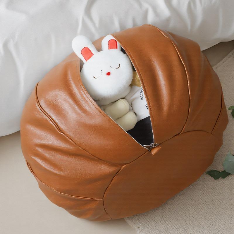 ( No Fillings) Moroccan Artificial PU Leather Pouf Cover Unstuffed Meditation Tatami Ottoman Footstool Living Room Cushion Cover