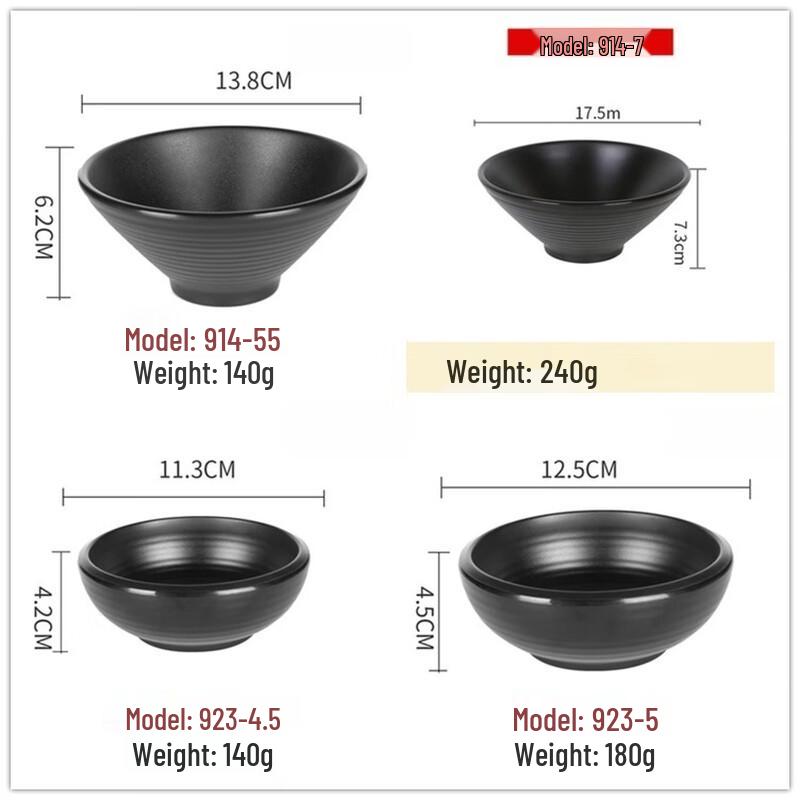 Black Melamine Commercial Serving Bowl