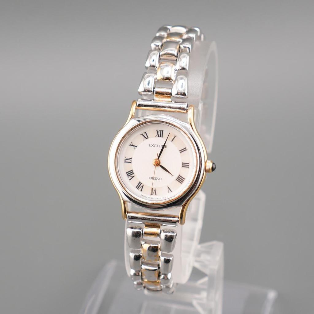 [USED] Working SEIKO EXCELINE Shell Dial Wristwatch, Battery Operated, Quartz Movement