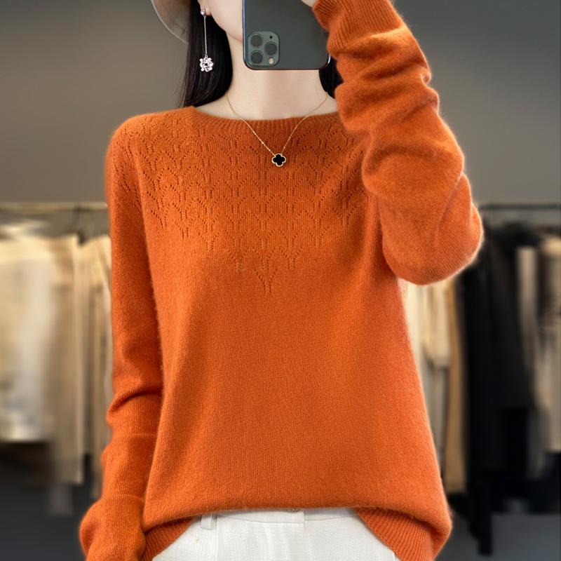 Women Sweater 100% Wool MODERN NEW SAGA O-neck Knit Pullover Thin Spring Autumn Jumpers Female Knit Tops