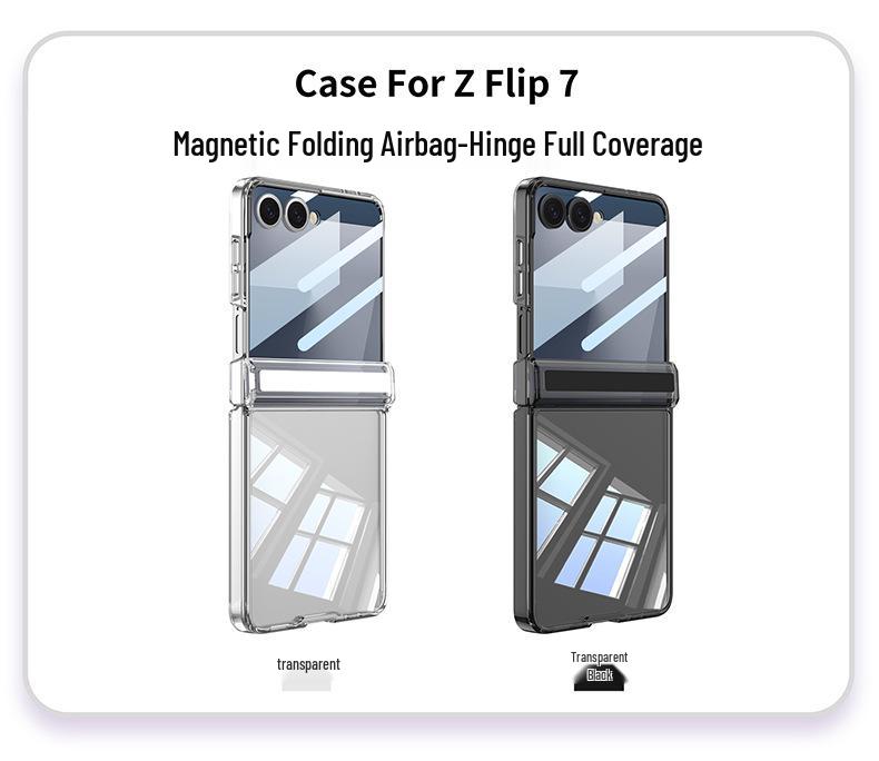 Samsung ZFlip7 Foldable Screen Magnetic Transparent Phone Case with Integrated Airbag