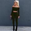 European Style Fashion Women's High-elastic Thread Trousers Two-piece Blouse and Pant Set