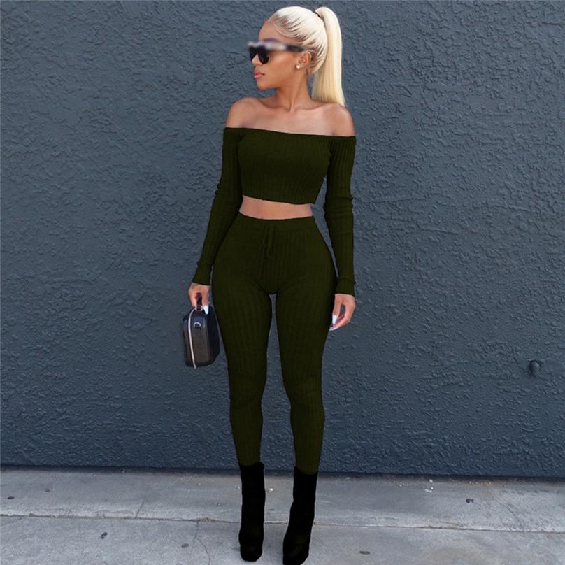 European Style Fashion Women's High-elastic Thread Trousers Two-piece Blouse and Pant Set