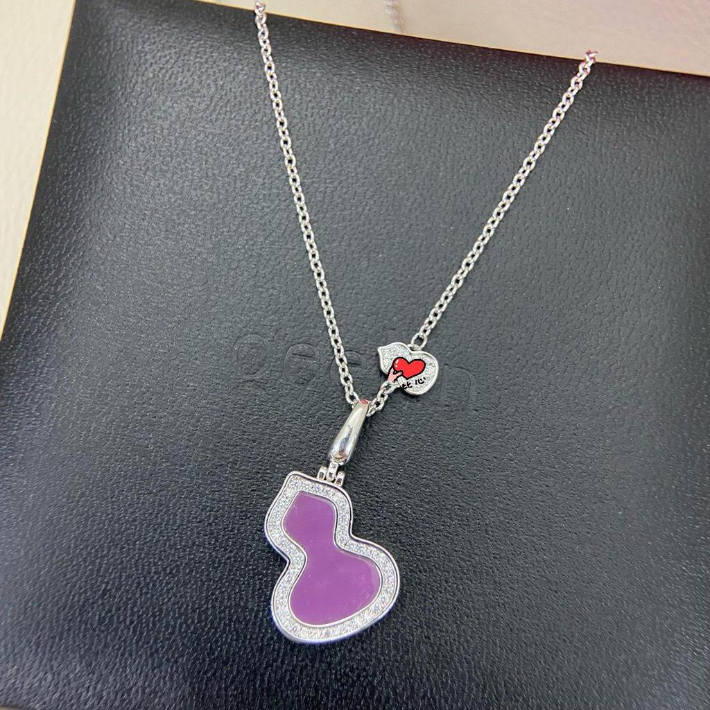 Qi Family Amethyst Double Gourd Necklace - High Version V Gold Clavicle Chain