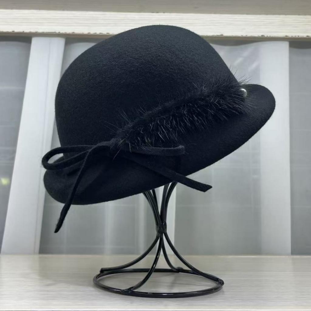 French Romantic High-quality Autumn and Winter Wool Top Hat Women's Retro Elegant Upturned Edge Basin Hat Niche Socialite Beret Hat