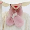 Girl's Scarf Winter Student Medium Long Fashion Versatile Pearl Scarf Soft Warm Scarf