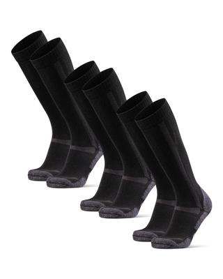 [DANISH ENDURANCE] Knee-high Hiking Socks, Merino Wool, Thick Cushioning, 3 Pairs, Black, 25.0 Cm - 28.0 Cm