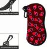 Lovely Red Hearts Pattern Soft Sunglasses Case,Portable Lightweight Eyeglasses Pouch,Protective Spectacle Bag for Women Girls Travel