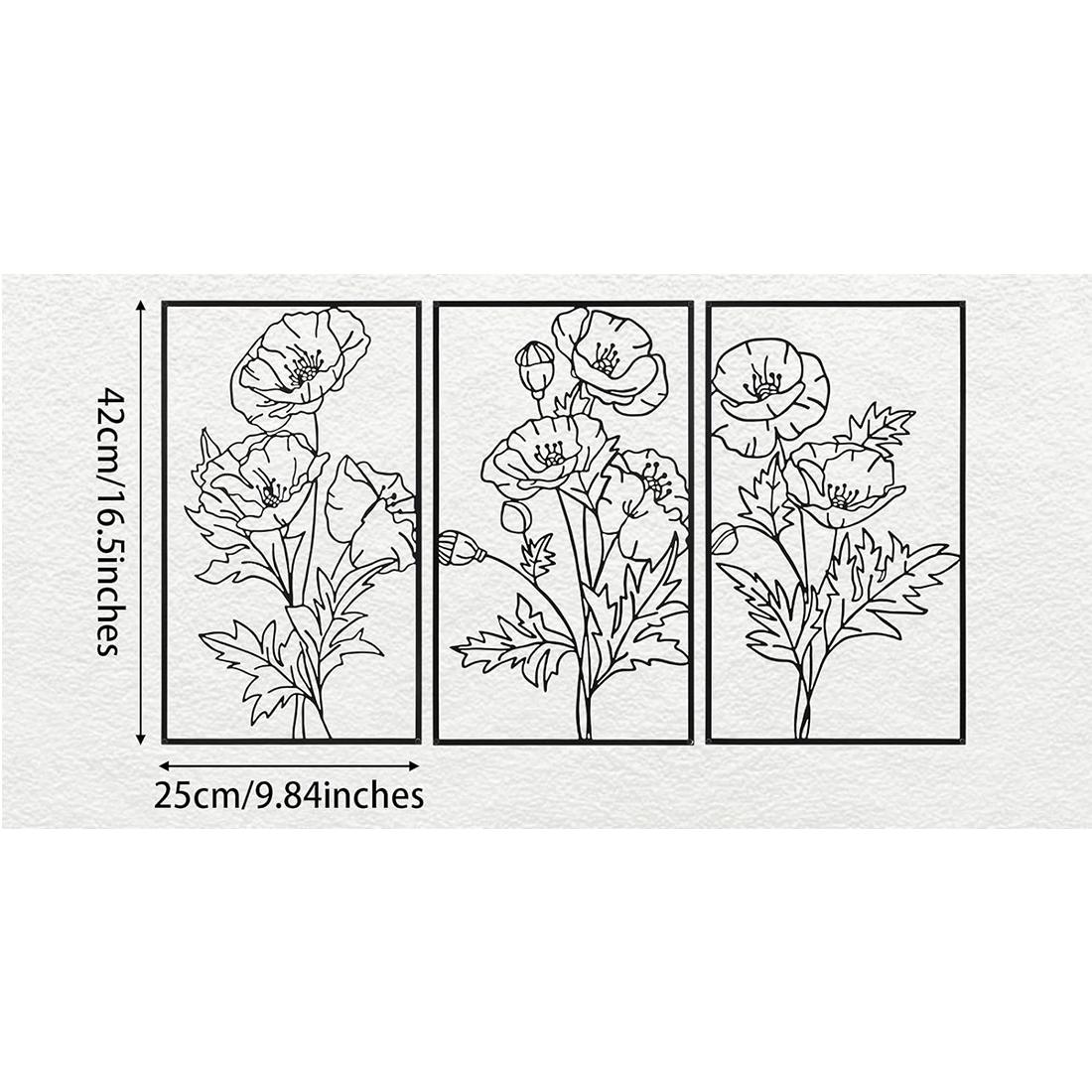 

Элегантный декор для стен из 3 предметов с черными цветами: Минималистская скульптура для спальни, ванной комнаты и кухни. Элегантная скульптура для дома. серый