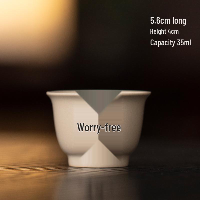Zen Calligraphy Ceramic Tea Cup - Retro Style Kung Fu Tea Set