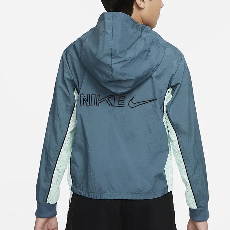 Nike Color Block Logo Print Half Zip Pullover Hoodie Jacket Kids Jackets Blue DM8178-058
