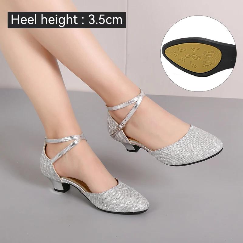 Women's Latin Dance Shoes Ballroom Shiny Salsa Dance Shoes Tango Ladies Girls Comfortable Dancing Shoes for Women Heel 5.5cm