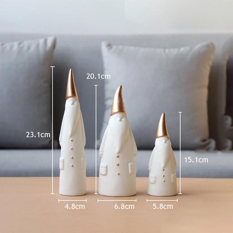 

Set of Scandinavian Minimalist Ceramic Christmas Elf Figurines for TV Cabinet & Entrance - Sophisticated Home Decor