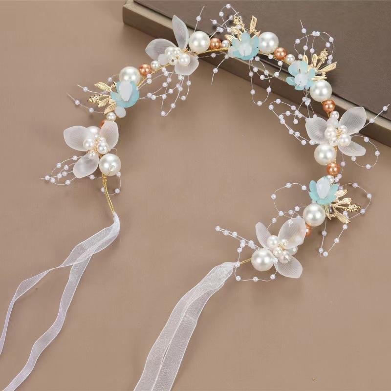 1pc Exquisite Sweet Girl Pearl Hair Accessory Romantic Flower Wreath Bride Wedding Gift Girl Kawaii Jewelry Fashion Headband